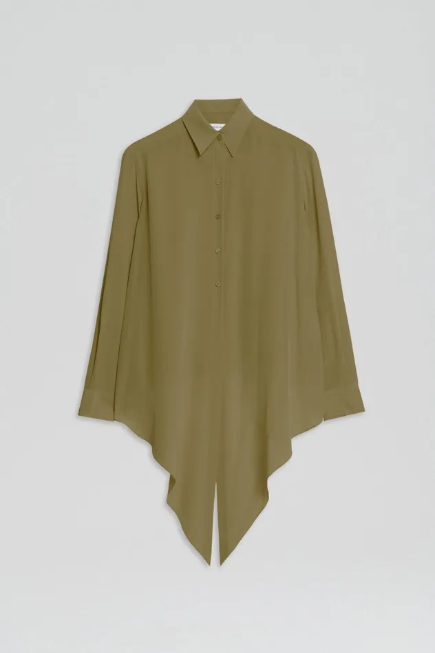 Women SILK TIE FRONT SHIRT OLIVE Shirts Scanlan Theodore Women SILK TIE FRONT SHIRT OLIVE Shirts Scanlan Theodore