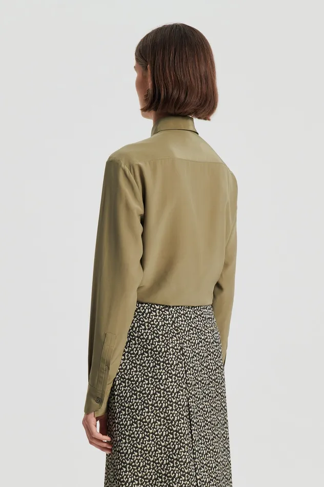Women SILK TIE FRONT SHIRT OLIVE Shirts Scanlan Theodore Women SILK TIE FRONT SHIRT OLIVE Shirts Scanlan Theodore