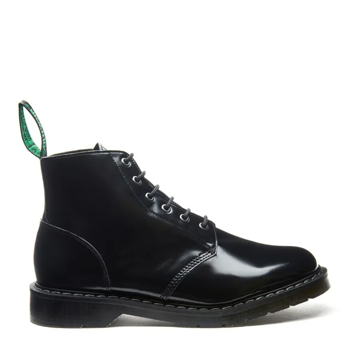 Women Solovair Astronaut Boots Black HiShine Vegan 6 Eye Astronaut Boot