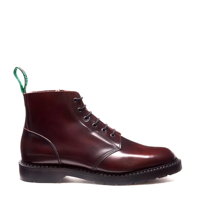 Women Solovair Astronaut Boots Burgundy RubOff 6 Eye Astronaut Boot