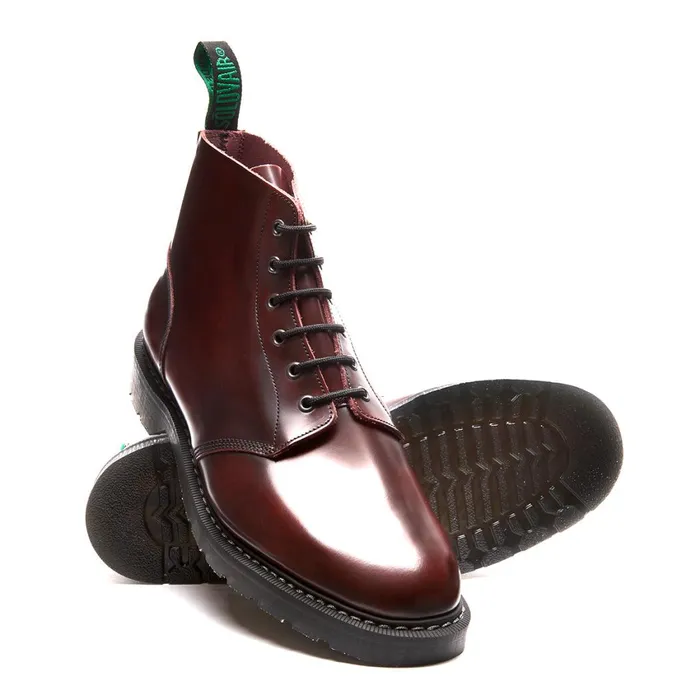 Women Solovair Astronaut Boots Burgundy RubOff 6 Eye Astronaut Boot