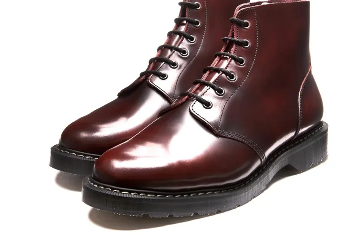 Women Solovair Astronaut Boots Burgundy RubOff 6 Eye Astronaut Boot