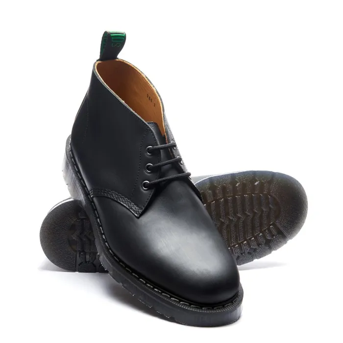 Women Solovair Chukka Boots Black Greasy 3 Eye Chukka Boot