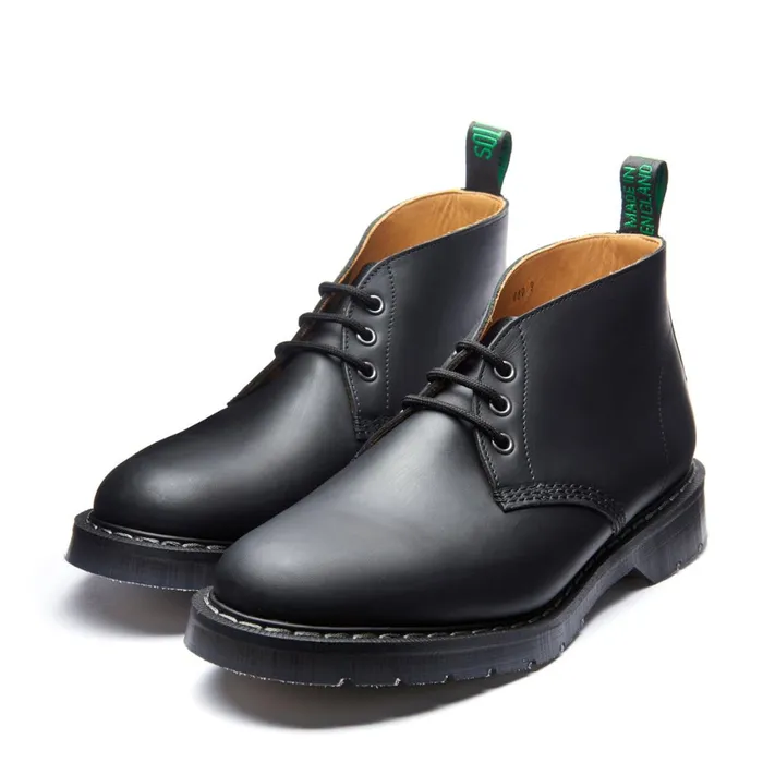 Women Solovair Chukka Boots Black Greasy 3 Eye Chukka Boot