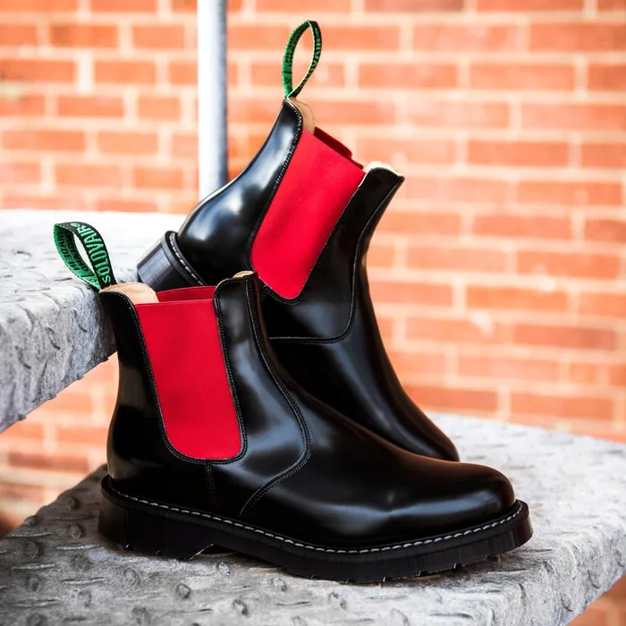 Women Solovair Dealer Boots Red and Black Dealer Boot