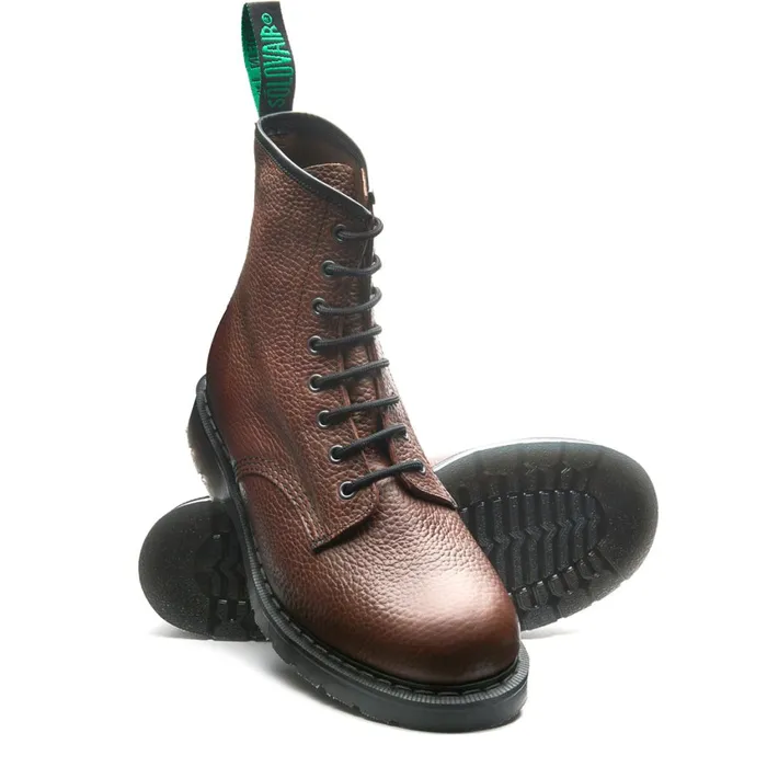 Women Solovair Derby Boots Gaucho Brown Grain 8 Eye Derby Boot