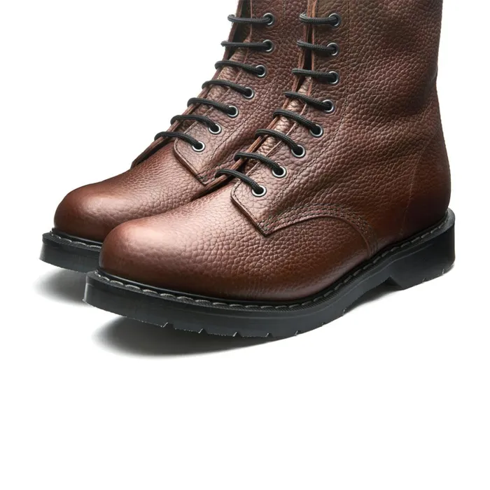 Women Solovair Derby Boots Gaucho Brown Grain 8 Eye Derby Boot