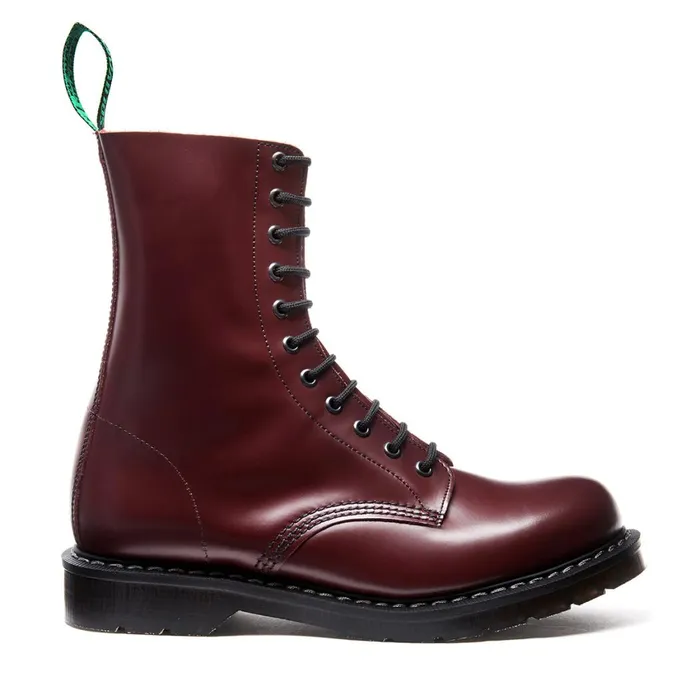 Women Solovair Derby Boots Oxblood HiShine 11 Eye Derby Boot