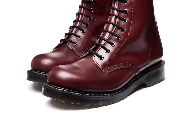 Women Solovair Derby Boots Oxblood HiShine 11 Eye Derby Boot