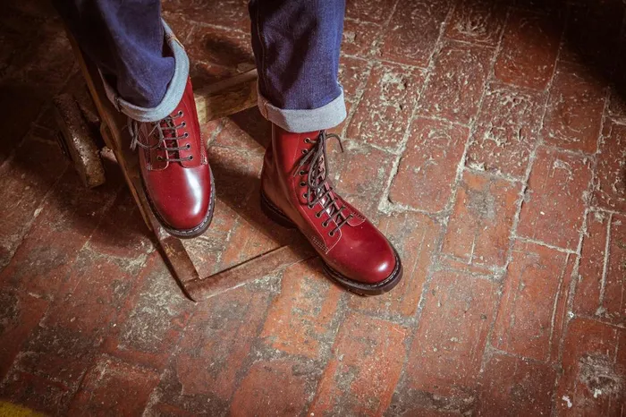 Women Solovair Derby Boots Oxblood HiShine 11 Eye Derby Boot