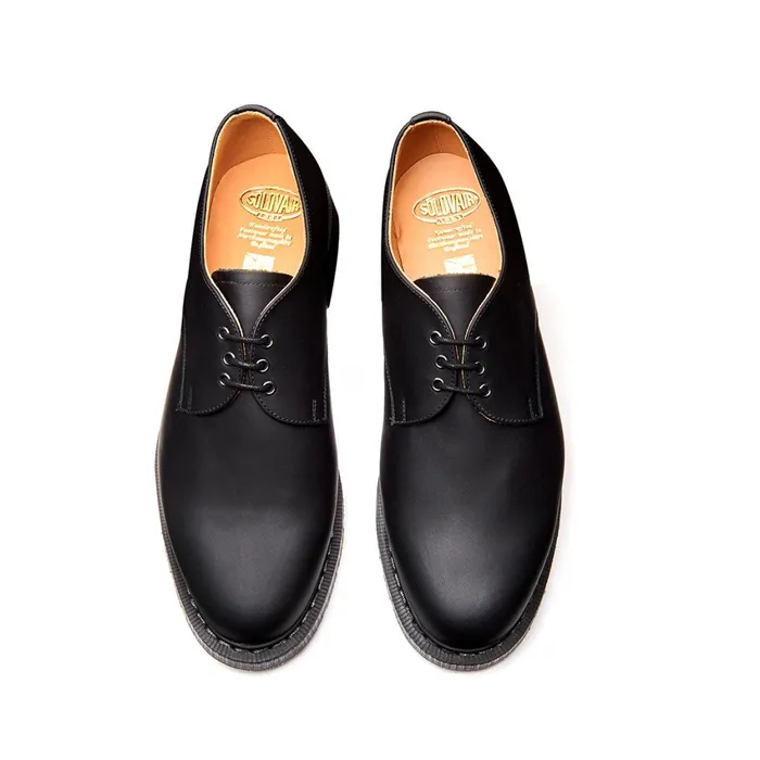 Women Solovair Gibson Shoes Black Greasy Gibson Shoe