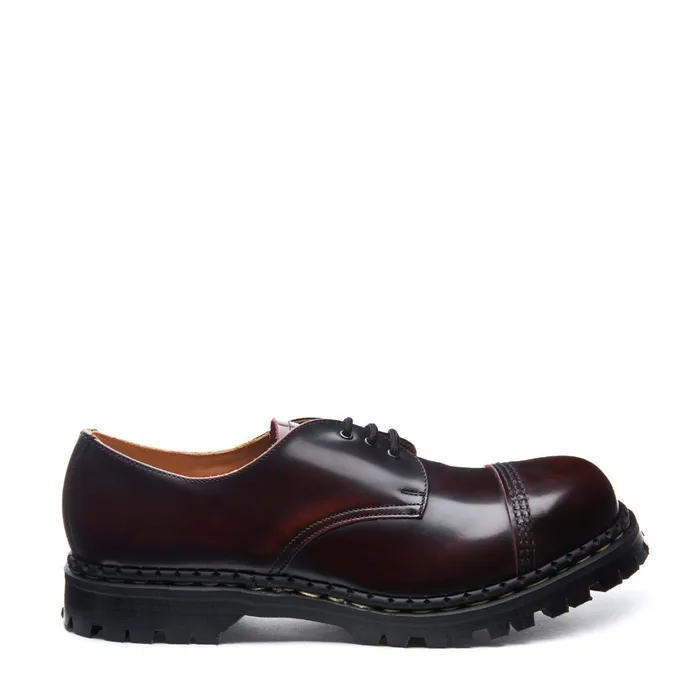 Women Solovair Gibson Shoes Burgundy RubOff Steel Toe Capped Gibson Shoe