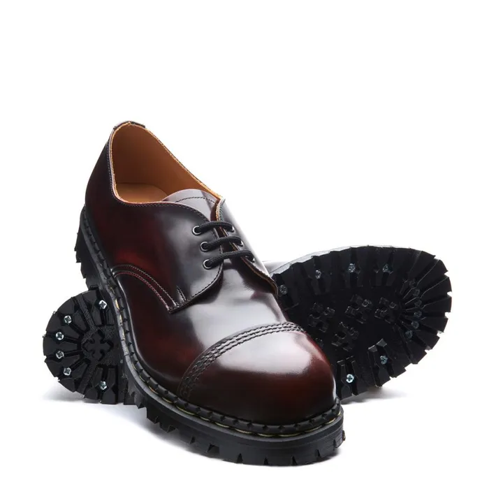 Women Solovair Gibson Shoes Burgundy RubOff Steel Toe Capped Gibson Shoe
