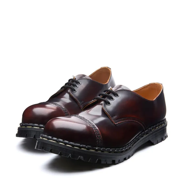 Women Solovair Gibson Shoes Burgundy RubOff Steel Toe Capped Gibson Shoe