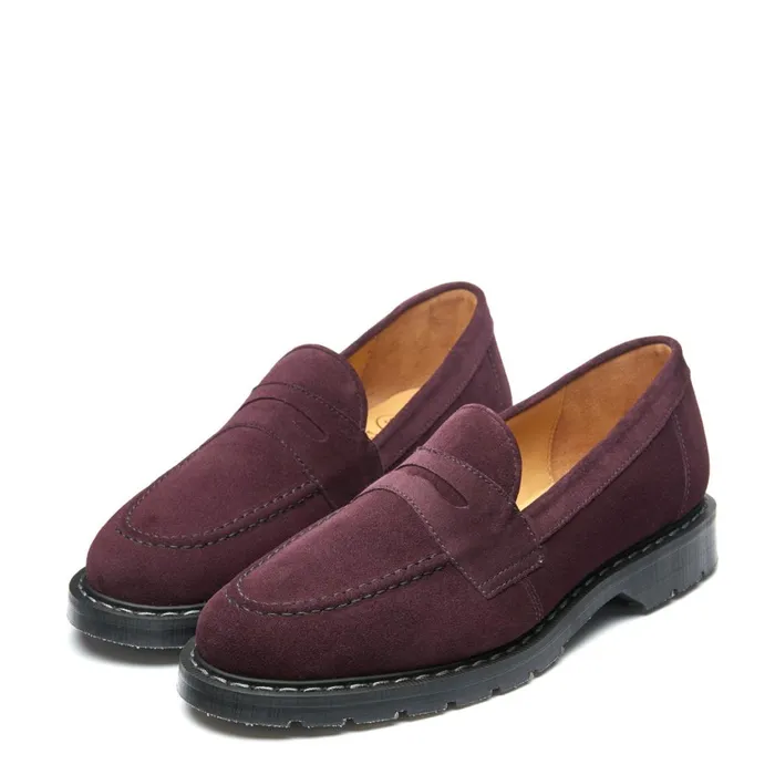 Women Solovair Loafers Amarone Suede Penny Loafer