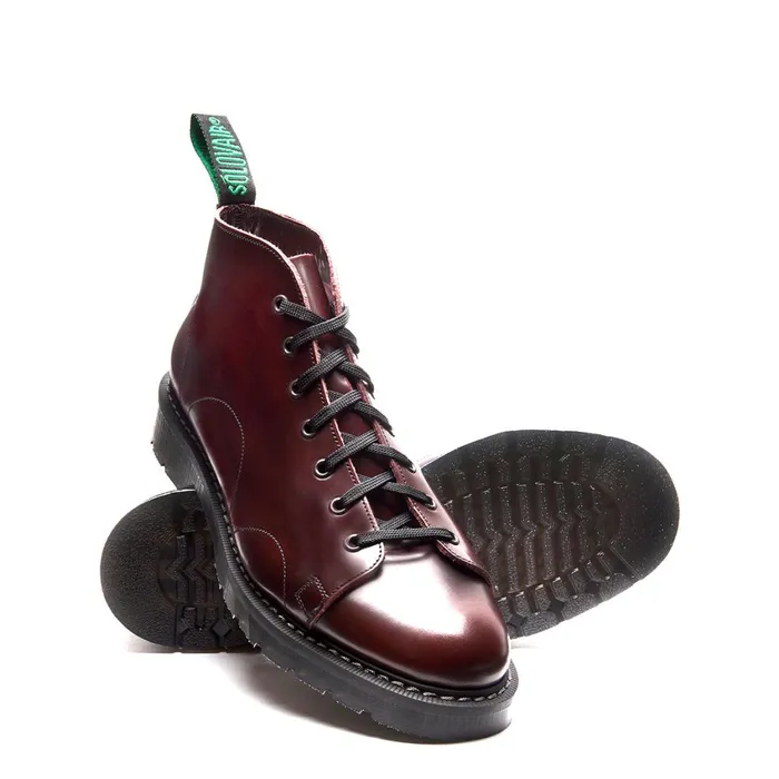 Women Solovair Monkey Boots Burgundy RubOff Monkey Boot