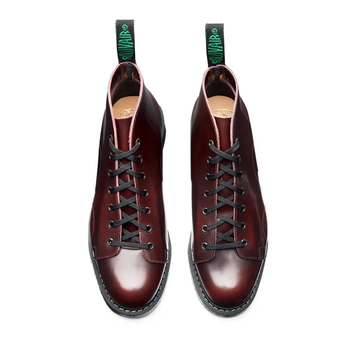 Women Solovair Monkey Boots Burgundy RubOff Monkey Boot