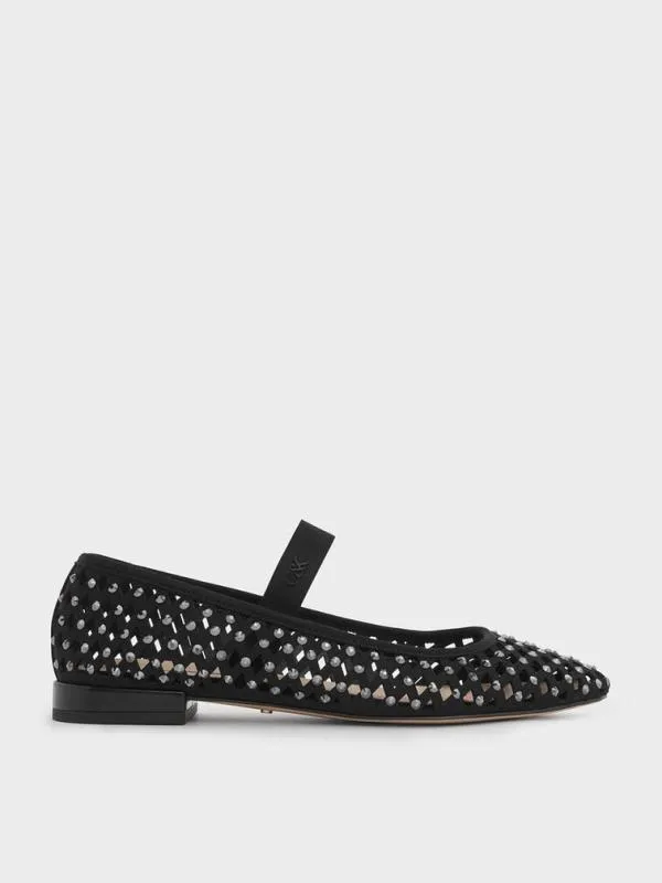 Women Studded CutOut Mary Jane Flats 8211 Black CHARLES and KEITH Flats