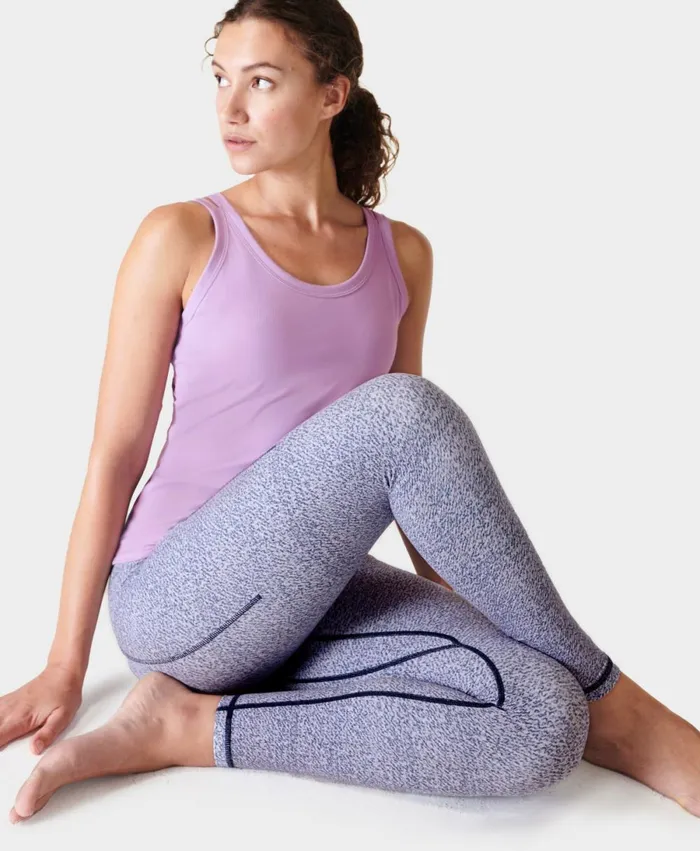 Women Super Soft 78 Yoga Leggings Purple Textural Mist Print Sweaty Betty Pocketed Women Super Soft 78 Yoga Leggings Purple Textural Mist Print Sweaty Betty Pocketed