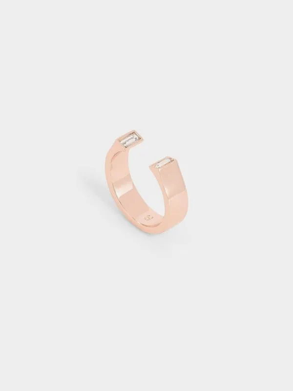 Women Swarovski Crystal Open Ring 8211 Rose Gold CHARLES and KEITH Rings