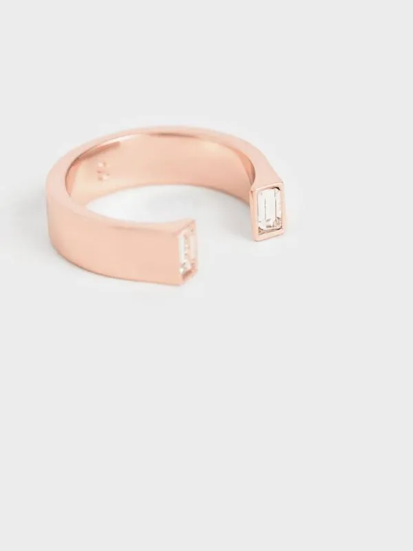 Women Swarovski Crystal Open Ring 8211 Rose Gold CHARLES and KEITH Rings Women Swarovski Crystal Open Ring 8211 Rose Gold CHARLES and KEITH Rings