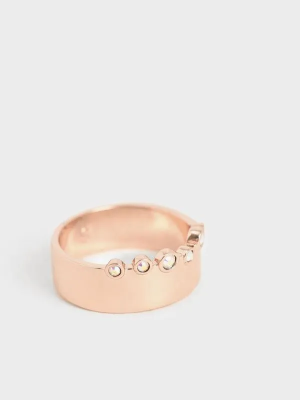 Women Swarovski Crystal Studded Ring 8211 Rose Gold CHARLES and KEITH Rings Women Swarovski Crystal Studded Ring 8211 Rose Gold CHARLES and KEITH Rings