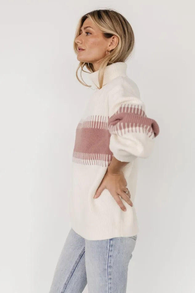 Women Sweaters Baltic Born Antonov Turtle Neck Sweater Mauve Cream Women Sweaters Baltic Born Antonov Turtle Neck Sweater Mauve Cream
