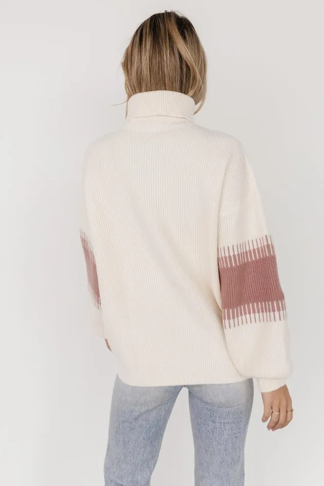 Women Sweaters Baltic Born Antonov Turtle Neck Sweater Mauve Cream Women Sweaters Baltic Born Antonov Turtle Neck Sweater Mauve Cream