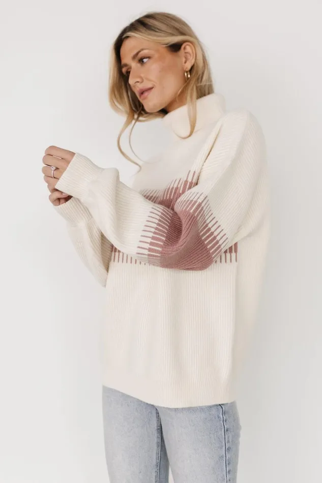 Women Sweaters Baltic Born Antonov Turtle Neck Sweater Mauve Cream Women Sweaters Baltic Born Antonov Turtle Neck Sweater Mauve Cream