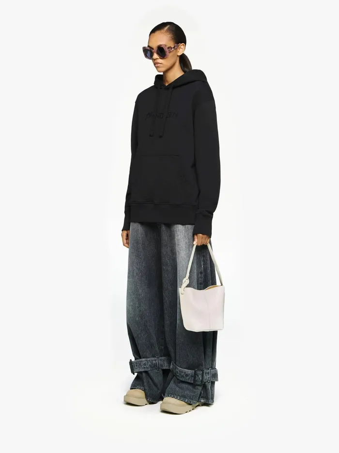 Women Sweatshirt and Hoodies JW Anderson CLASSIC LOGO EMBROIDERY HOODIE Black