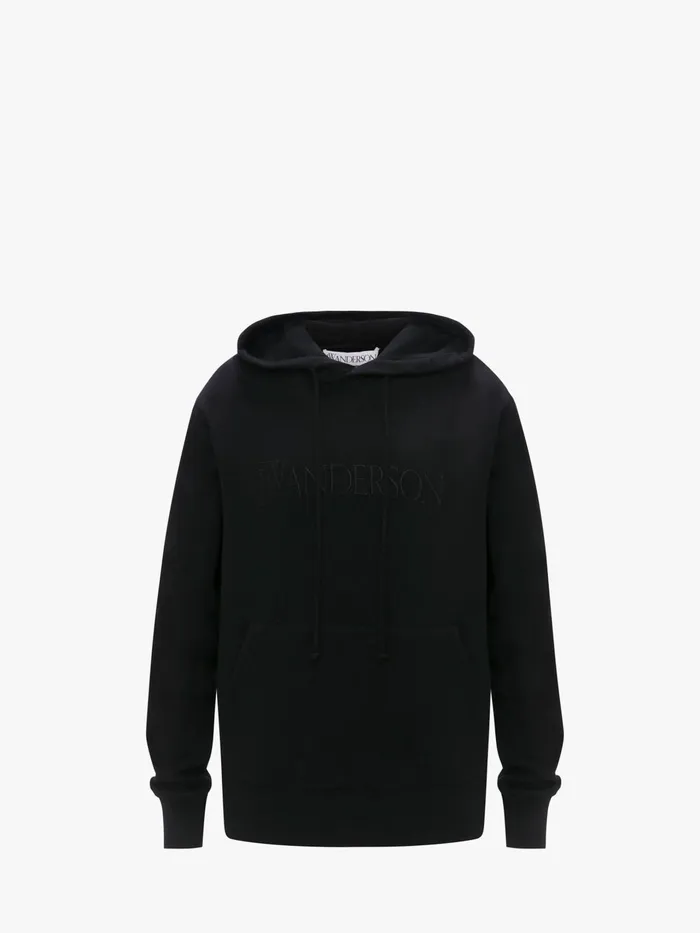 Women Sweatshirt and Hoodies JW Anderson HOODIE WITH LOGO EMBROIDERY Black