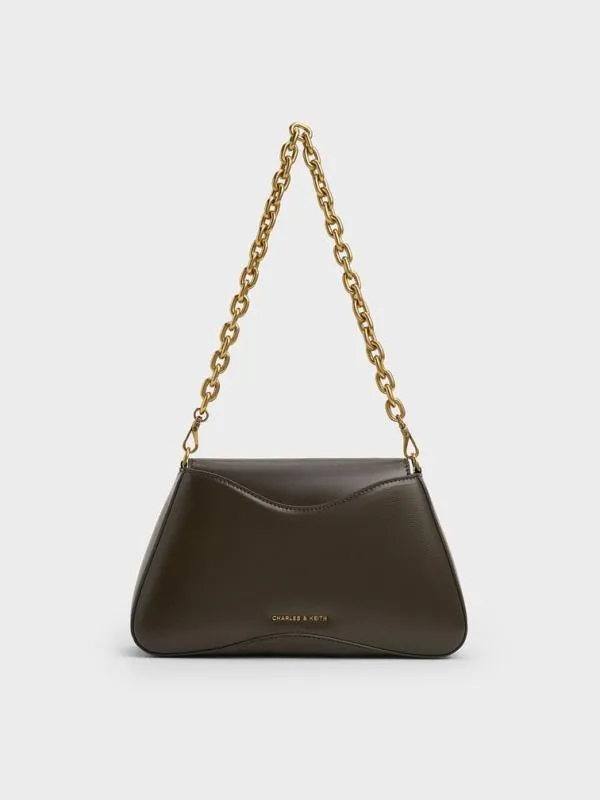 Women Sybill Trapeze ChainHandle Bag 8211 Dark Moss CHARLES and KEITH Shoulder Bags Women Sybill Trapeze ChainHandle Bag 8211 Dark Moss CHARLES and KEITH Shoulder Bags
