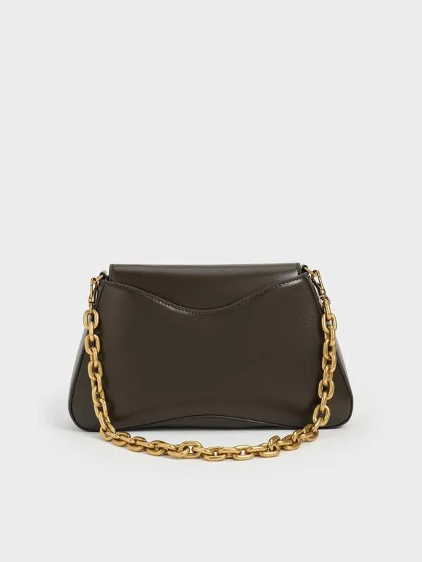 Women Sybill Trapeze ChainHandle Bag 8211 Dark Moss CHARLES and KEITH Shoulder Bags