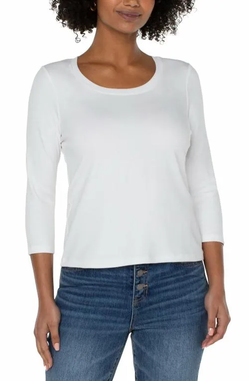 Women Tees Liverpool Los Angeles 34 Sleeve Scoop Neck Knit Tee White