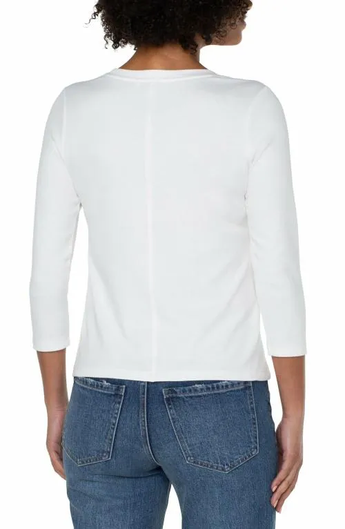 Women Tees Liverpool Los Angeles 34 Sleeve Scoop Neck Knit Tee White