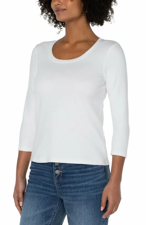 Women Tees Liverpool Los Angeles 34 Sleeve Scoop Neck Knit Tee White