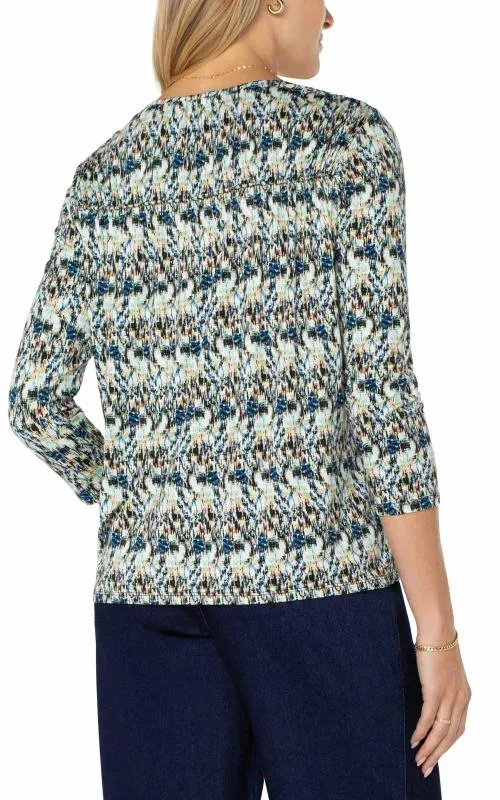 Women Tees Liverpool Los Angeles Long Sleeve Knit Top Blue Multi