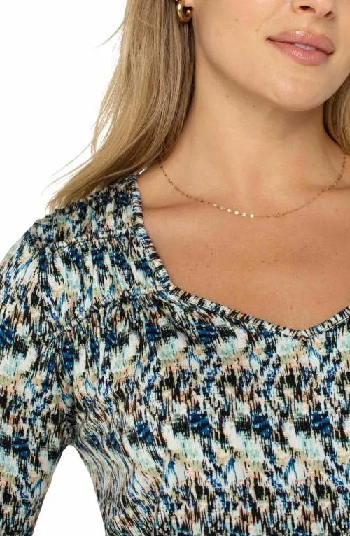 Women Tees Liverpool Los Angeles Long Sleeve Knit Top Blue Multi
