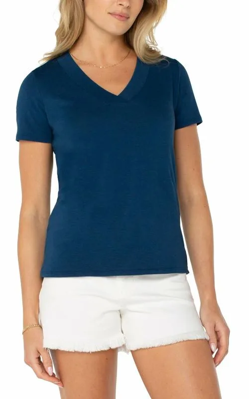 Women Tees Liverpool Los Angeles Short Sleeve Knit Tee Celestial Navy