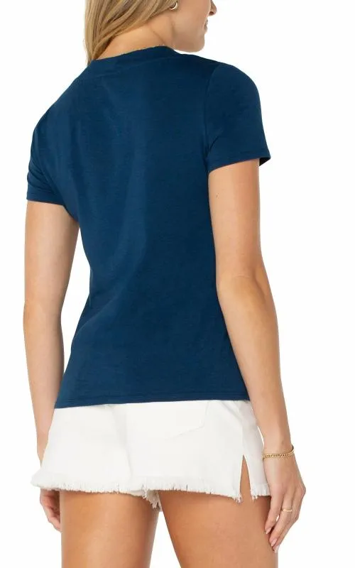 Women Tees Liverpool Los Angeles Short Sleeve Knit Tee Celestial Navy