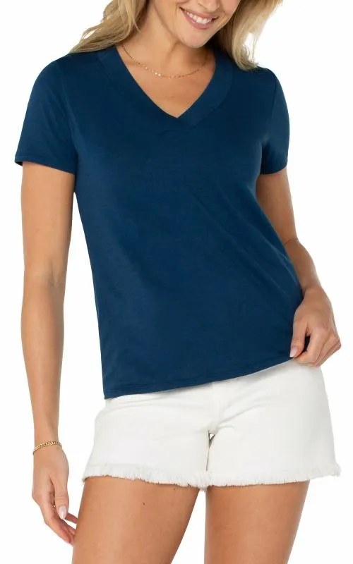 Women Tees Liverpool Los Angeles Short Sleeve Knit Tee Celestial Navy
