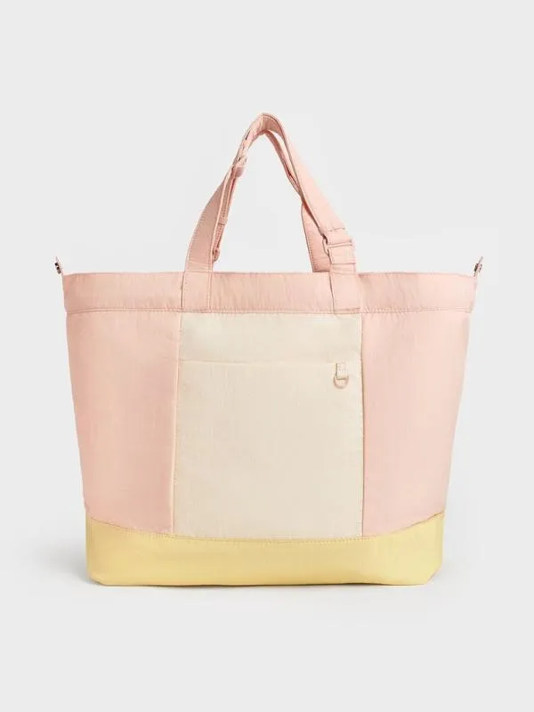 Women Terra Nylon Reversible Tote Bag 8211 Light Pink CHARLES and KEITH Slouchy Bags