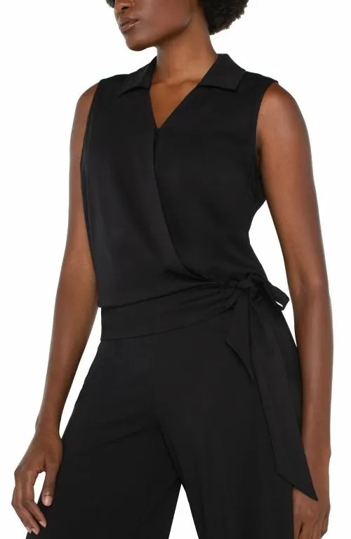 Women Tops Liverpool Los Angeles Surplice Top With Self Tie Black
