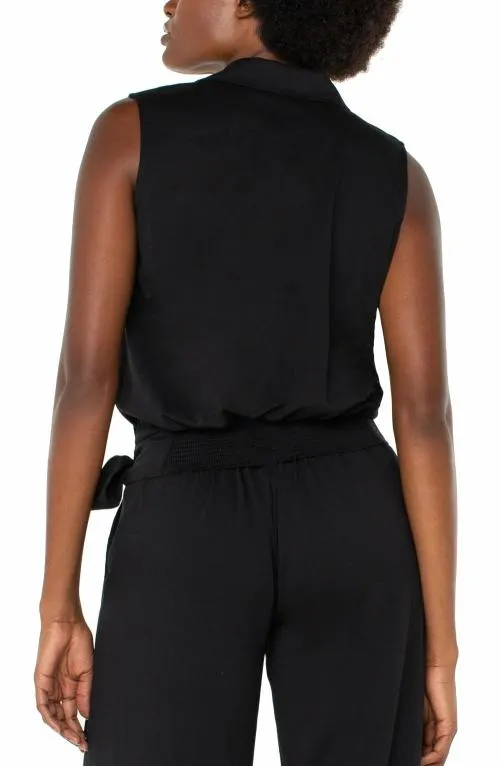 Women Tops Liverpool Los Angeles Surplice Top With Self Tie Black