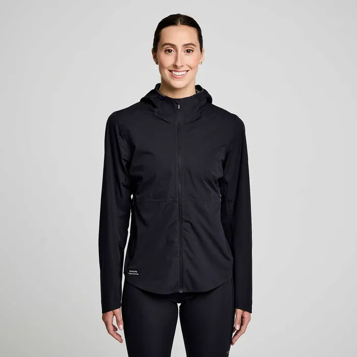 Women Tops Saucony Hurricane Waterproof Jacket Black