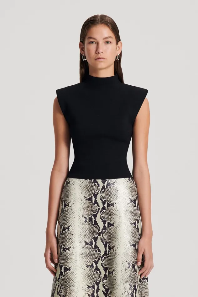 Women Tops Scanlan Theodore CREPE KNIT MILANO SLVLSS TOP BLACK Women Tops Scanlan Theodore CREPE KNIT MILANO SLVLSS TOP BLACK