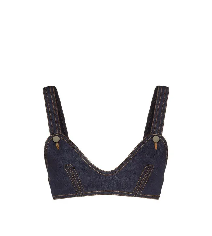 Women Tops Tom Ford Lightweight Denim Bra With Metal Buttons Dark Indigo