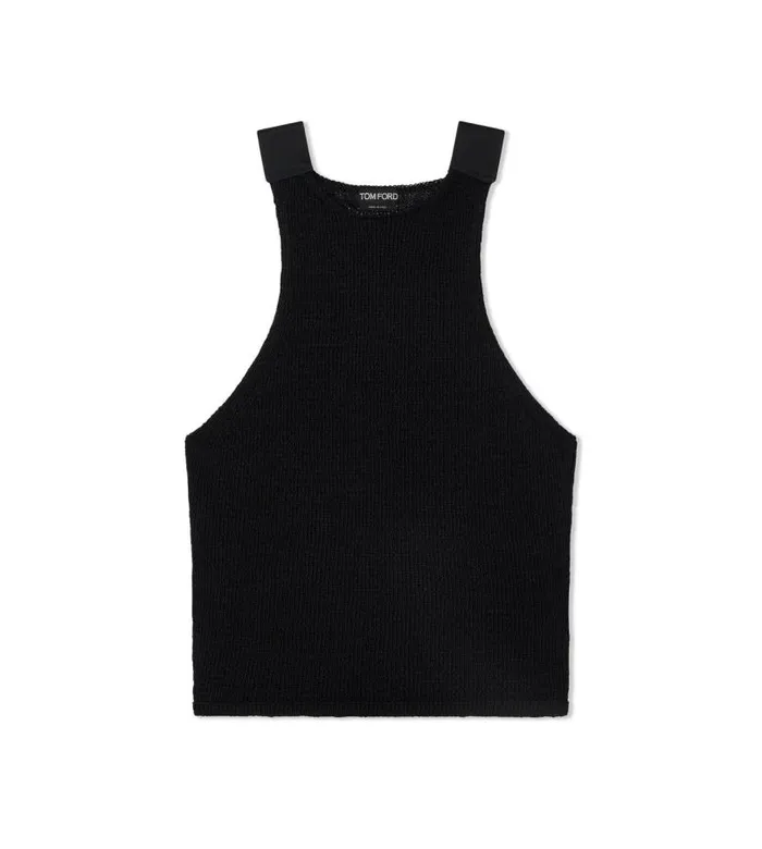 Women Tops Tom Ford Shiny Rafia Tank Top Black