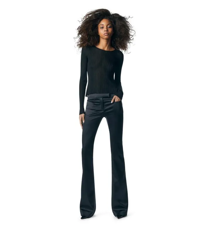 Women Tops Tom Ford Shiny Viscose Crewneck Top Black