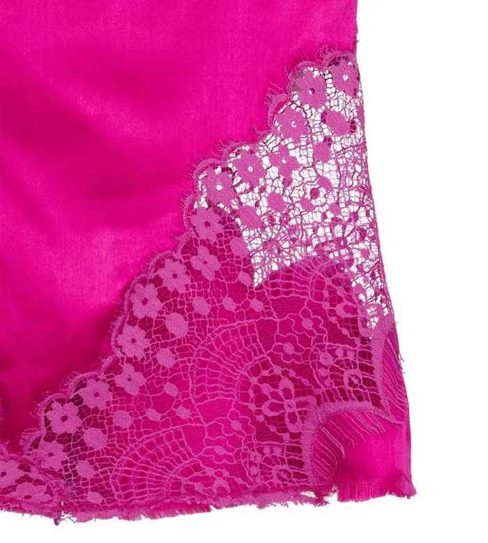 Women Tops Tom Ford Silk Satin Top With Lace Inserts Bright Fuchsia Women Tops Tom Ford Silk Satin Top With Lace Inserts Bright Fuchsia